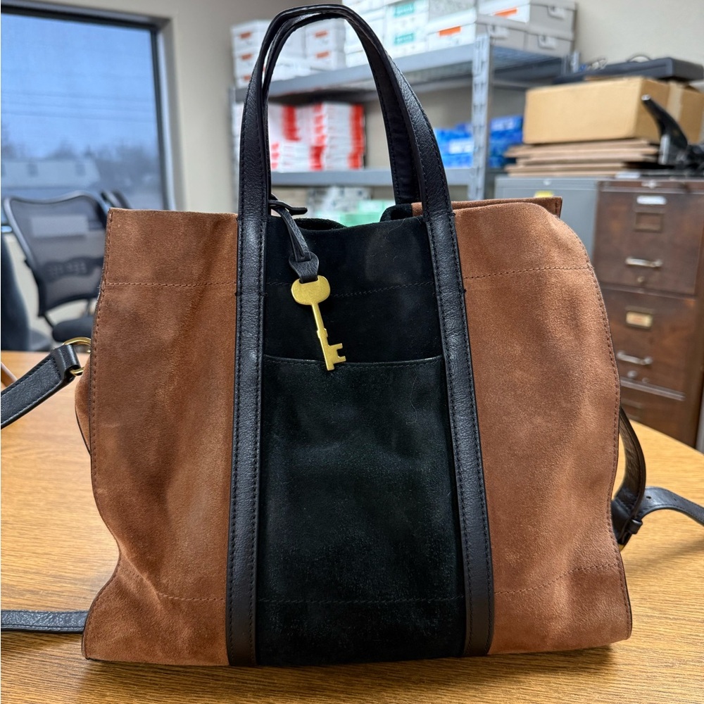 Suede Fossil Satchel